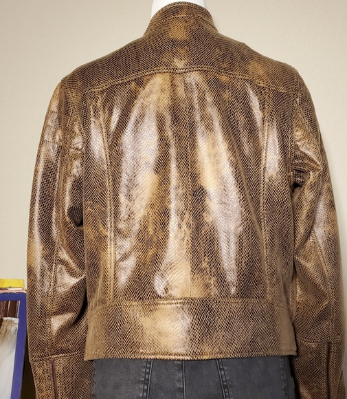 NWT🐍 Free People Python Snake Faux Leather Golden Jacket, Large - Picture 11 of 16